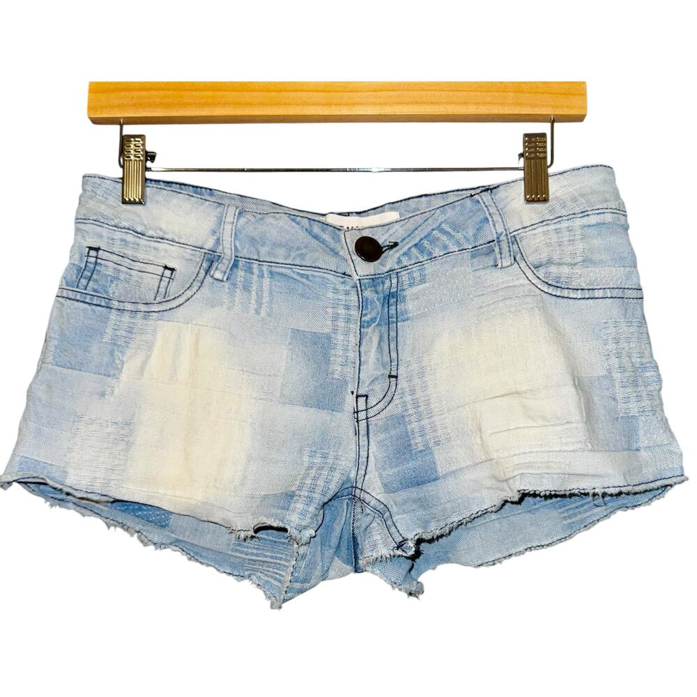 Etienne Marcel Patchwork Jean Shorts Women's Size 27 Hot Pants Blue Low Rise